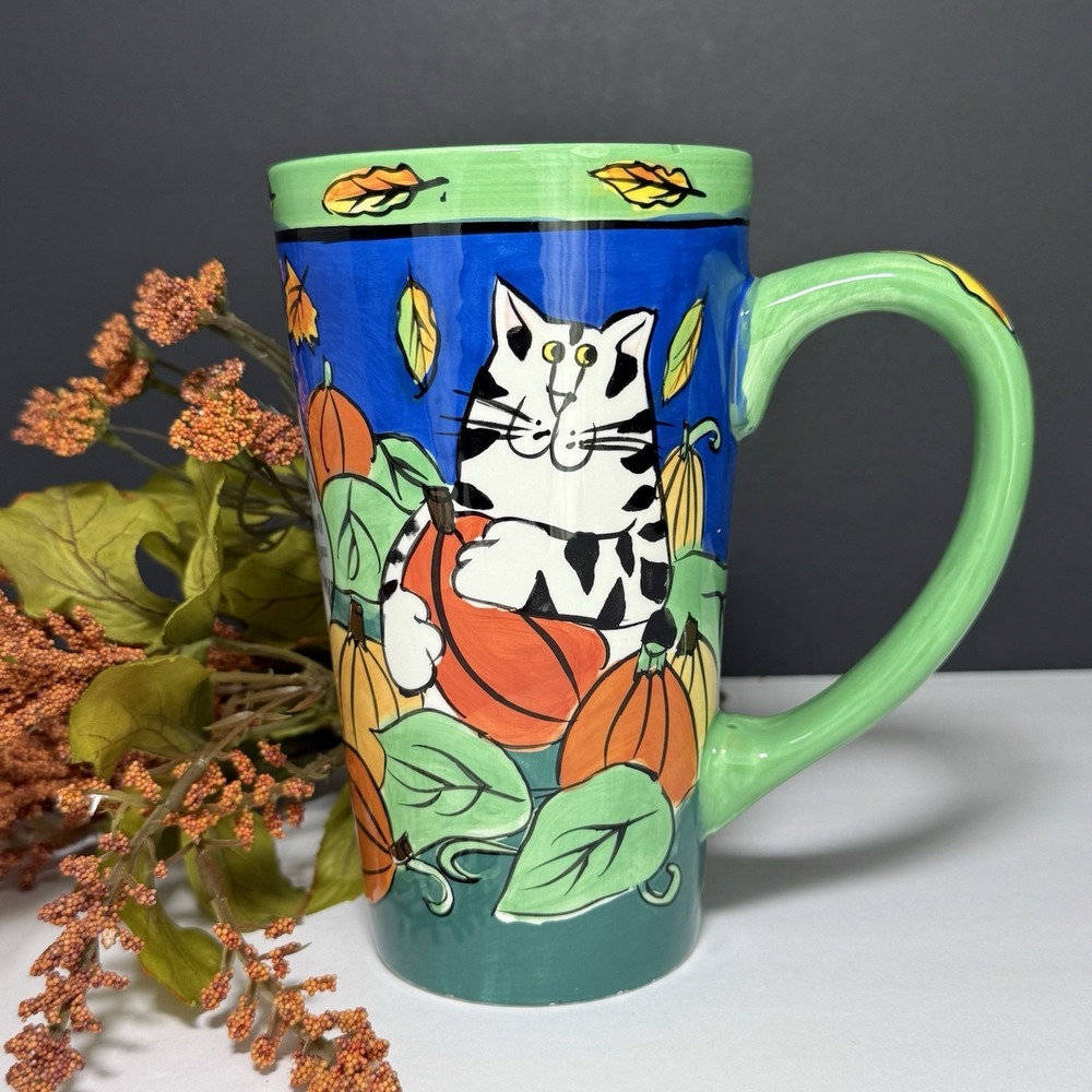 VTG 2002 CATZILLA Tall Mug Designed By Candace Reiter 6.5"Fall/Pumpkin/Halloween